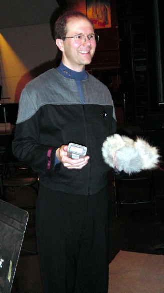 George with tricorder and tribbles